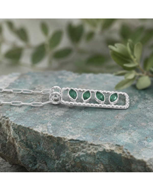 Emerald Earrings 925 Sterling Silver - Handmade Marquise Cut Jewelry