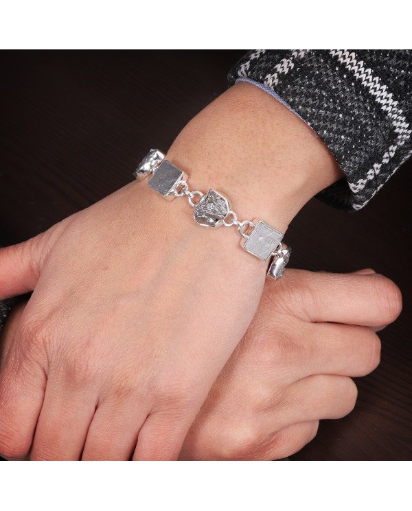 Natural Meteorite Bracelet | 925 Sterling Silver Handmade Jewelry