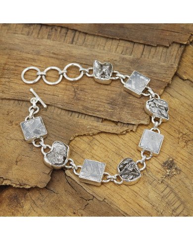 Natural Meteorite Bracelet | 925 Sterling Silver Handmade Jewelry