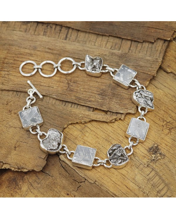 Natural Meteorite Bracelet | 925 Sterling Silver Handmade Jewelry