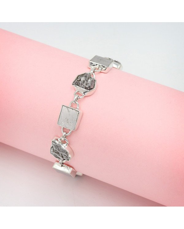 Natural Meteorite Bracelet | 925 Sterling Silver Handmade Jewelry
