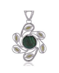Super Malachite and Peridot Sterling Silver Pendant Necklace
