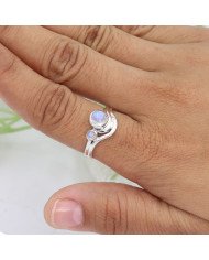 Rainbow Moonstone Ring 925 Sterling Silver Handmade Gemstone Jewelry