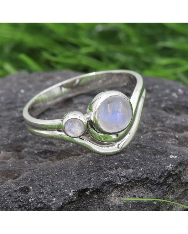Rainbow Moonstone Ring 925 Sterling Silver Handmade Gemstone Jewelry