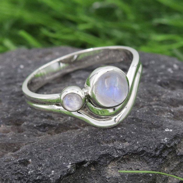 Rainbow Moonstone Ring 925 Sterling Silver Handmade Gemstone Jewelry