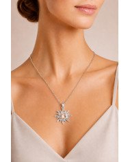 Morganite Sun Pendant 925 Sterling Silver Gemstone Jewelry