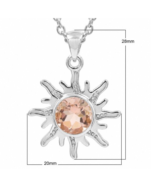 Morganite Sun Pendant 925 Sterling Silver Gemstone Jewelry