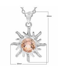 Morganite Sun Pendant 925 Sterling Silver Gemstone Jewelry