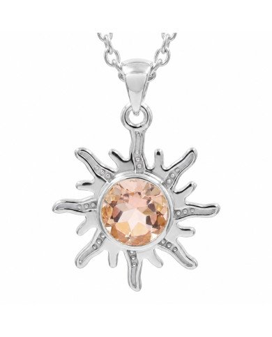 Morganite Sun Pendant 925 Sterling Silver Gemstone Jewelry