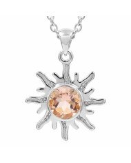 Morganite Sun Pendant 925 Sterling Silver Gemstone Jewelry
