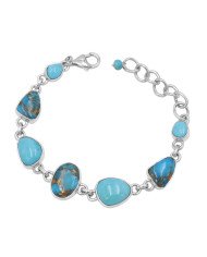 Turquoise Chain Bracelet 925 Sterling Silver | Handmade Jewelry for Women