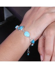 Turquoise Chain Bracelet 925 Sterling Silver | Handmade Jewelry for Women