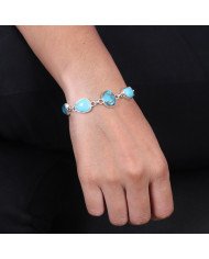 Turquoise Chain Bracelet 925 Sterling Silver | Handmade Jewelry for Women