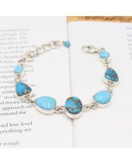 Turquoise Chain Bracelet 925 Sterling Silver | Handmade Jewelry for Women