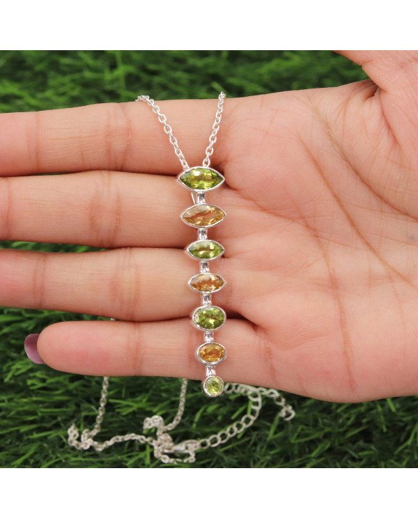 Peridot & Citrine Pendant | 925 Sterling Silver Handmade Jewelry