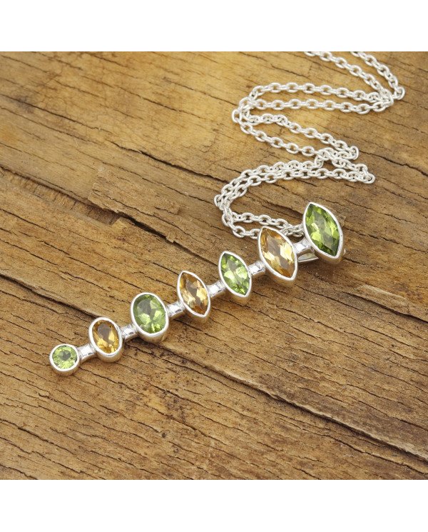 Peridot & Citrine Pendant | 925 Sterling Silver Handmade Jewelry