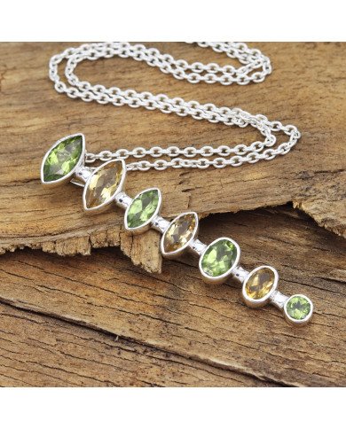 Peridot & Citrine Pendant | 925 Sterling Silver Handmade Jewelry