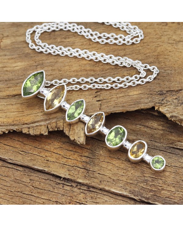 Peridot & Citrine Pendant | 925 Sterling Silver Handmade Jewelry