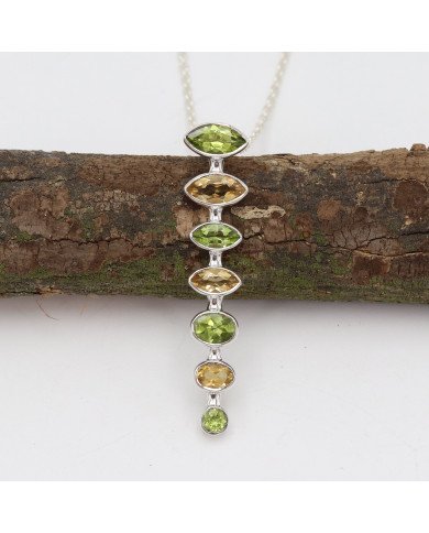 Peridot & Citrine Pendant | 925 Sterling Silver Handmade Jewelry