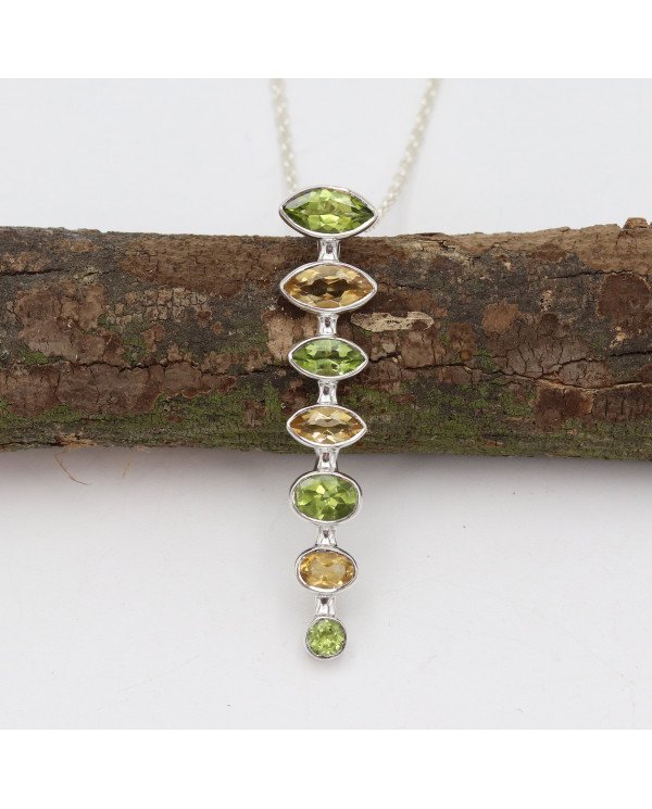 Peridot & Citrine Pendant | 925 Sterling Silver Handmade Jewelry
