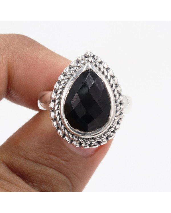 Black Onyx Ring 925 Sterling Silver Statement Ring For Her