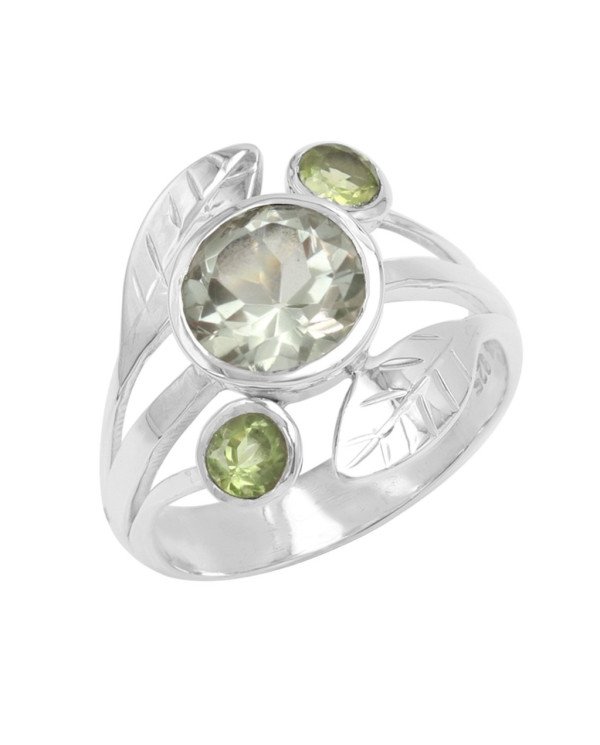 Green Amethyst Peridot 925 Sterling Silver Ring