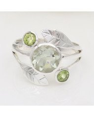 Green Amethyst Peridot 925 Sterling Silver Ring