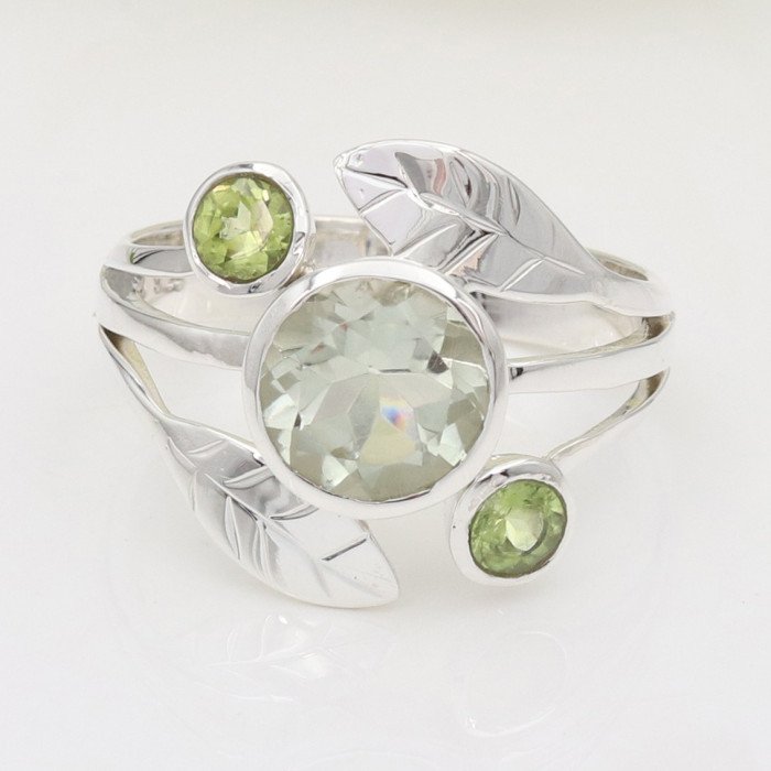 Green Amethyst Peridot 925 Sterling Silver Ring