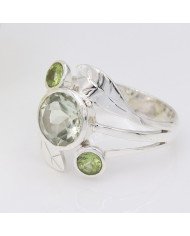 Green Amethyst Peridot 925 Sterling Silver Ring