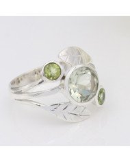 Green Amethyst Peridot 925 Sterling Silver Ring