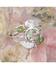 Green Amethyst Peridot 925 Sterling Silver Ring