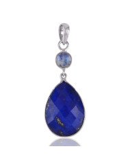 Rainbow Moonstone Lapis 925 Silver Drop Dangle Pendant or Necklace