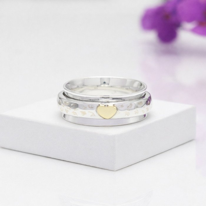 Textured Ring 925 Sterling Silver Ring Spinner Ring Silver Thumb Ring