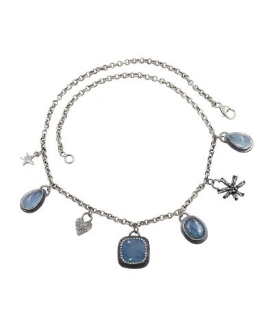 Aquamarine and Kyanite Necklace | 925 Sterling Silver Boho Jewelry