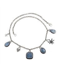 Aquamarine and Kyanite Necklace | 925 Sterling Silver Boho Jewelry