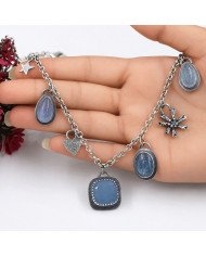 Aquamarine and Kyanite Necklace | 925 Sterling Silver Boho Jewelry