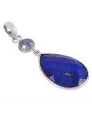 Rainbow Moonstone Lapis 925 Silver Drop Dangle Pendant or Necklace
