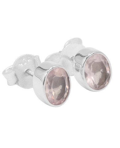 Sterling Silver Rose Quartz Light Weight Studs