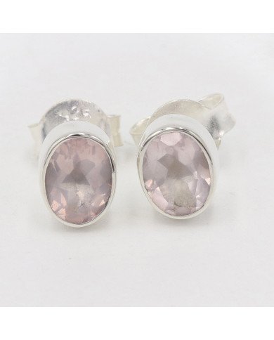 Sterling Silver Rose Quartz Light Weight Studs