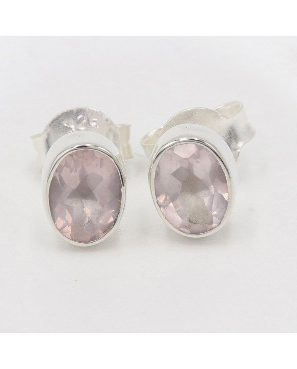 Sterling Silver Rose Quartz Light Weight Studs