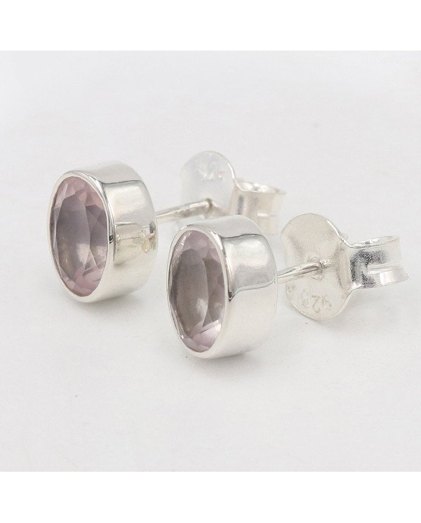 Sterling Silver Rose Quartz Light Weight Studs