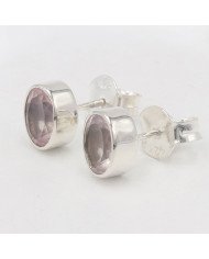 Sterling Silver Rose Quartz Light Weight Studs