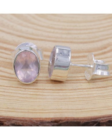 Sterling Silver Rose Quartz Light Weight Studs