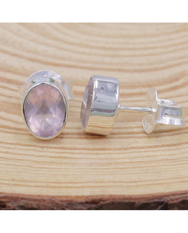 Sterling Silver Rose Quartz Light Weight Studs