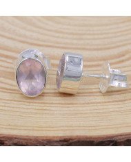 Sterling Silver Rose Quartz Light Weight Studs
