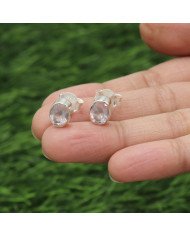 Sterling Silver Rose Quartz Light Weight Studs