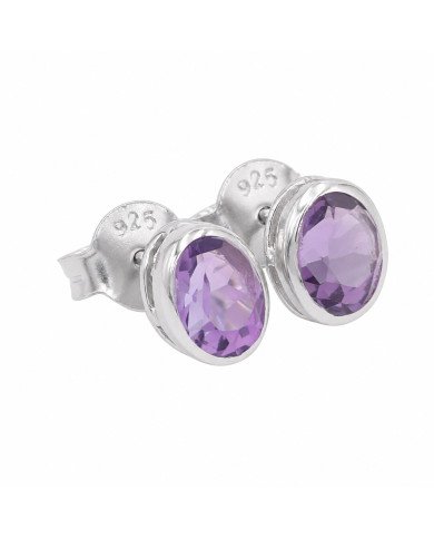 Sterling Silver Handmade Studs Natural Amethyst Studs