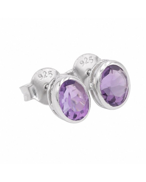 Sterling Silver Handmade Studs Natural Amethyst Studs