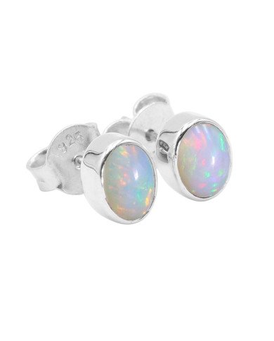Sterling Silver Natural Gemstone Ethiopian Opal Studs