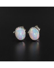 Sterling Silver Natural Gemstone Ethiopian Opal Studs